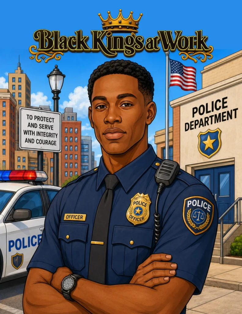 Black Kings at Work adult coloring book featuring African American men in professional careers and trades