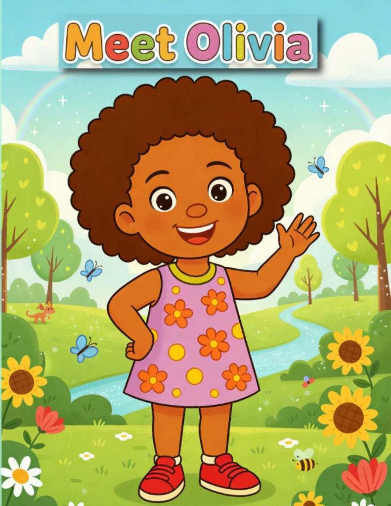 Meet Olivia - a black children’s coloring book featuring a joyful African American girl on everyday adventures
